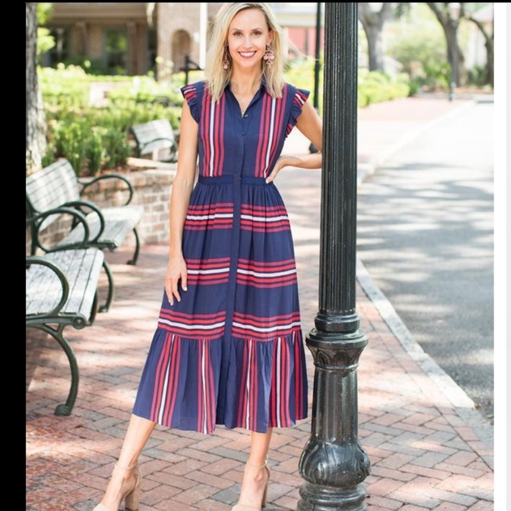 Draper James Striped Midi Shirtdress